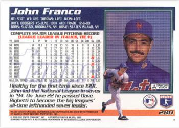1995 Topps #280 John Franco Back