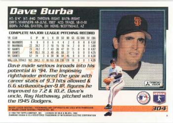 1995 Topps #304 Dave Burba Back