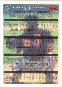 1995 Topps #316 Terrell Wade / Juan Acevedo / Matt Arrandale / Eddie Priest Back
