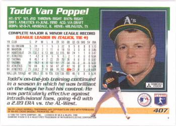 1995 Topps #407 Todd Van Poppel Back