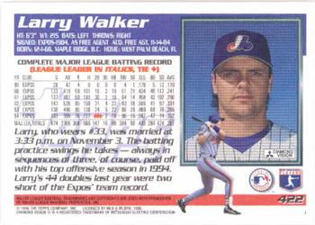 1995 Topps #422 Larry Walker Back
