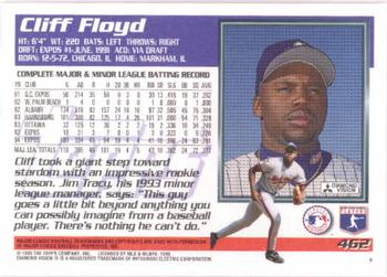 1995 Topps #462 Cliff Floyd Back