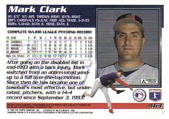 1995 Topps #463 Mark Clark Back