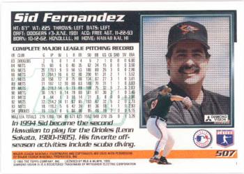 1995 Topps #507 Sid Fernandez Back