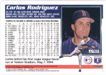 1995 Topps #562 Carlos Rodriguez Back