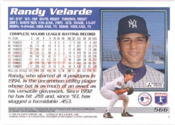 1995 Topps #566 Randy Velarde Back