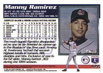 1995 Topps #577 Manny Ramirez Back