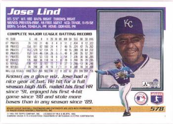 1995 Topps #578 Jose Lind Back
