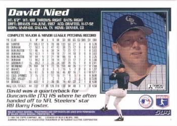 1995 Topps #594 David Nied Back