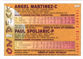 1995 Topps #644 Angel Martinez / Paul Spoljaric Back