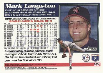 1995 Topps #95 Mark Langston Back