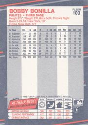 1988 Fleer Classic Miniatures #103 Bobby Bonilla Back