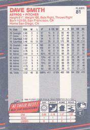 1988 Fleer Classic Miniatures #81 Dave Smith Back