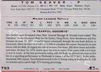 1993 Action Packed Promos Tom Seaver #TS3 Tom Seaver Back