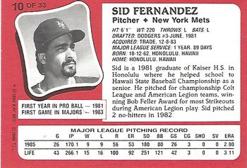 1986 Topps Kay-Bee Young Superstars of Baseball #10 Sid Fernandez Back