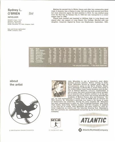 1969 Arco Boston Red Sox #NNO Syd O'Brien Back
