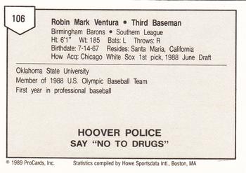 1989 ProCards Minor League Team Sets #106 Robin Ventura Back