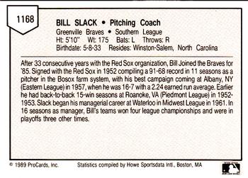 1989 ProCards Minor League Team Sets #1168 Bill Slack Back