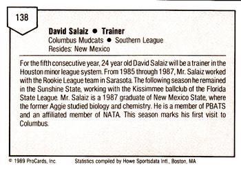 1989 ProCards Minor League Team Sets #138 David Salaiz Back