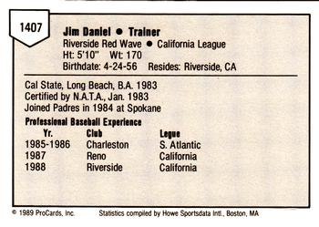 1989 ProCards Minor League Team Sets #1407 Jim Daniel Back