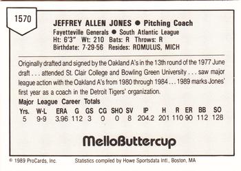 1989 ProCards Minor League Team Sets #1570 Jeff Jones Back