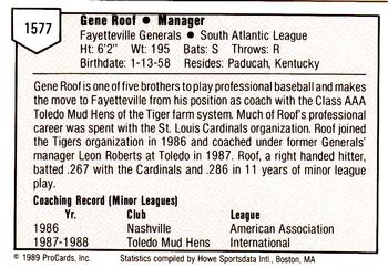 1989 ProCards Minor League Team Sets #1577 Gene Roof Back