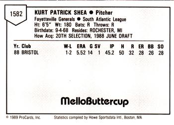 1989 ProCards Minor League Team Sets #1582 Kurt Shea Back