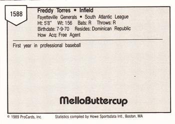 1989 ProCards Minor League Team Sets #1588 Freddy Torres Back