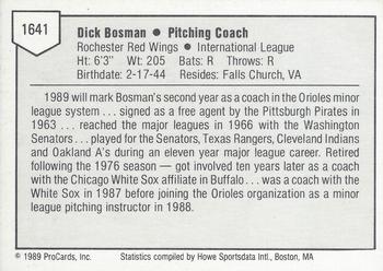 1989 ProCards Minor League Team Sets #1641 Dick Bosman Back