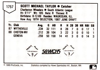 1989 ProCards Minor League Team Sets #1757 Scott Taylor Back