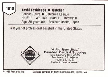1989 ProCards Minor League Team Sets #1810 Yoshi Yoshinaga Back