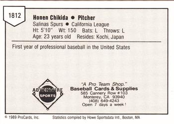 1989 ProCards Minor League Team Sets #1812 Honen Chikida Back