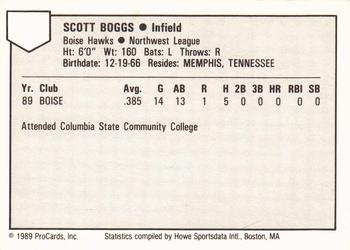 1989 ProCards Minor League Team Sets #NNO Scott Boggs Back