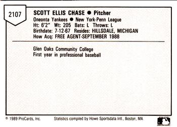 1989 ProCards Minor League Team Sets #2107 Scott Chase Back