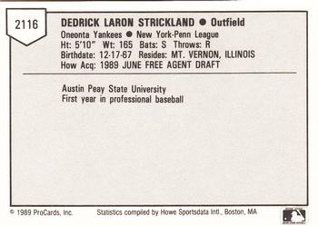 1989 ProCards Minor League Team Sets #2116 Ricky Strickland Back
