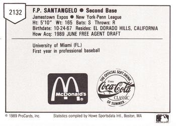 1989 ProCards Minor League Team Sets #2132 F.P. Santangelo Back
