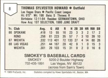 1989 ProCards Minor League Team Sets #8 Thomas Howard Back