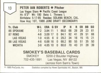 1989 ProCards Minor League Team Sets #13 Pete Roberts Back