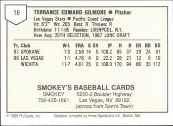 1989 ProCards Minor League Team Sets #16 Terry Gilmore Back