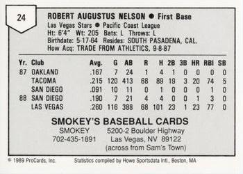 1989 ProCards Minor League Team Sets #24 Rob Nelson Back