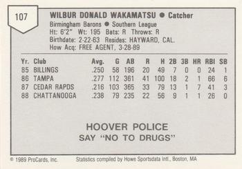1989 ProCards Minor League Team Sets #107 Don Wakamatsu Back