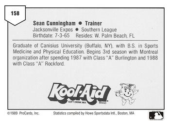 1989 ProCards Minor League Team Sets #158 Sean Cunningham Back