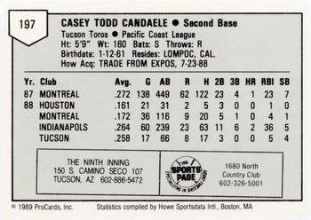 1989 ProCards Minor League Team Sets #197 Casey Candaele Back