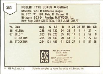 1989 ProCards Minor League Team Sets #383 Bobby Jones Back
