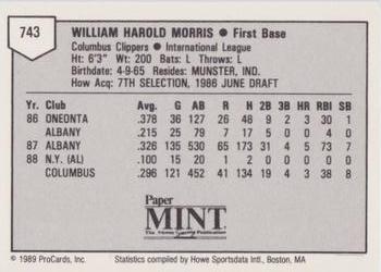 1989 ProCards Minor League Team Sets #743 Hal Morris Back