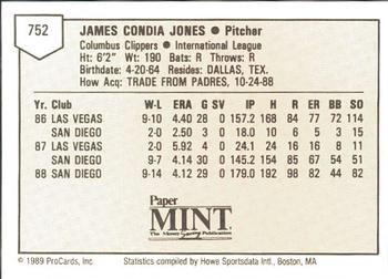 1989 ProCards Minor League Team Sets #752 Jimmy Jones Back