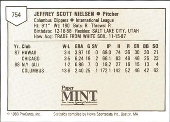 1989 ProCards Minor League Team Sets #754 Scott Nielsen Back