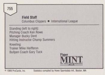 1989 ProCards Minor League Team Sets #755 Ken Rowe / Bucky Dent / Champ Summers / Mike Heifferon / Gary Tuck Back