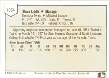 1989 ProCards Minor League Team Sets #1084 Steve Liddle Back