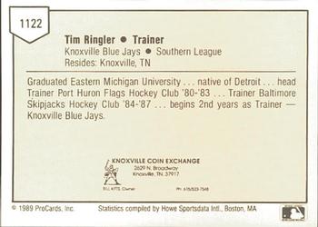 1989 ProCards Minor League Team Sets #1122 Tim Ringler Back